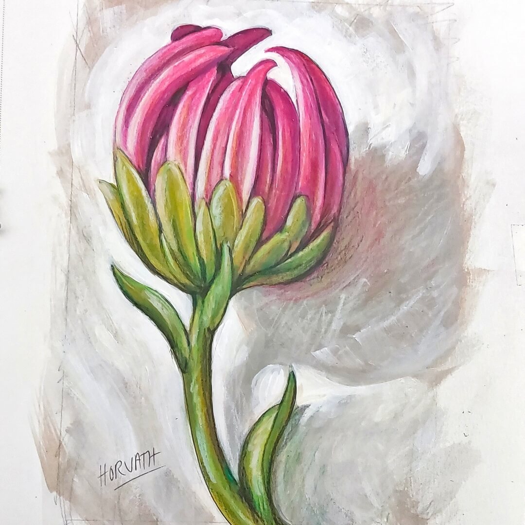 Flower Bud - Original Painting on Paper