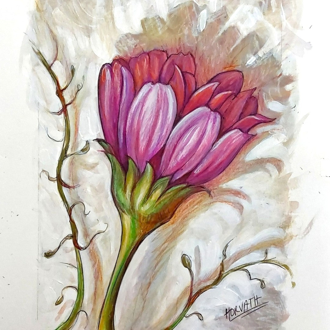 Purple Bloom - Original Painting on Paper