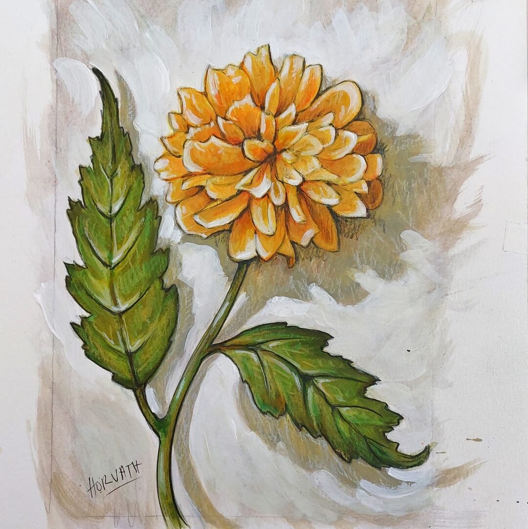 Yellow Bloom - Original Painting on Paper