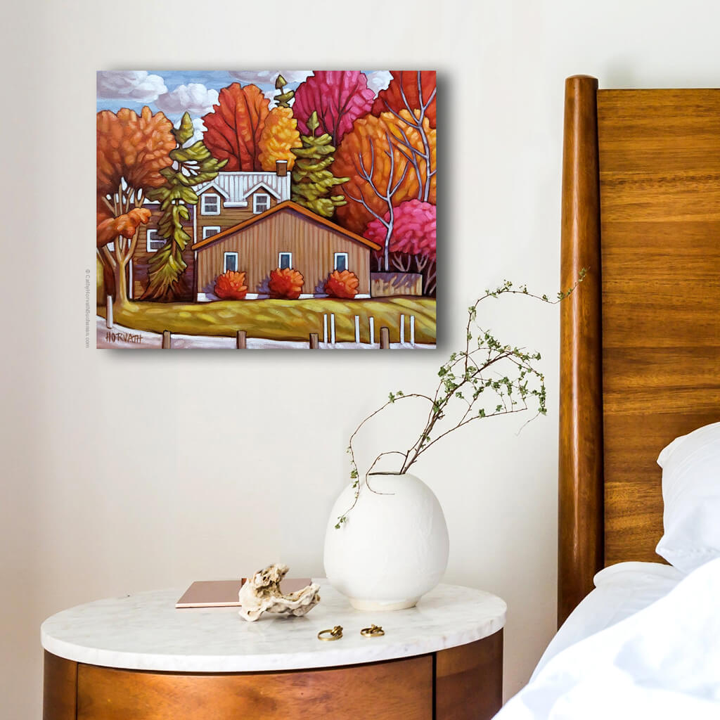 Autumn Emporium - Original Painting - Original Painting  bedside setting by artist Cathy Horvath Buchanan