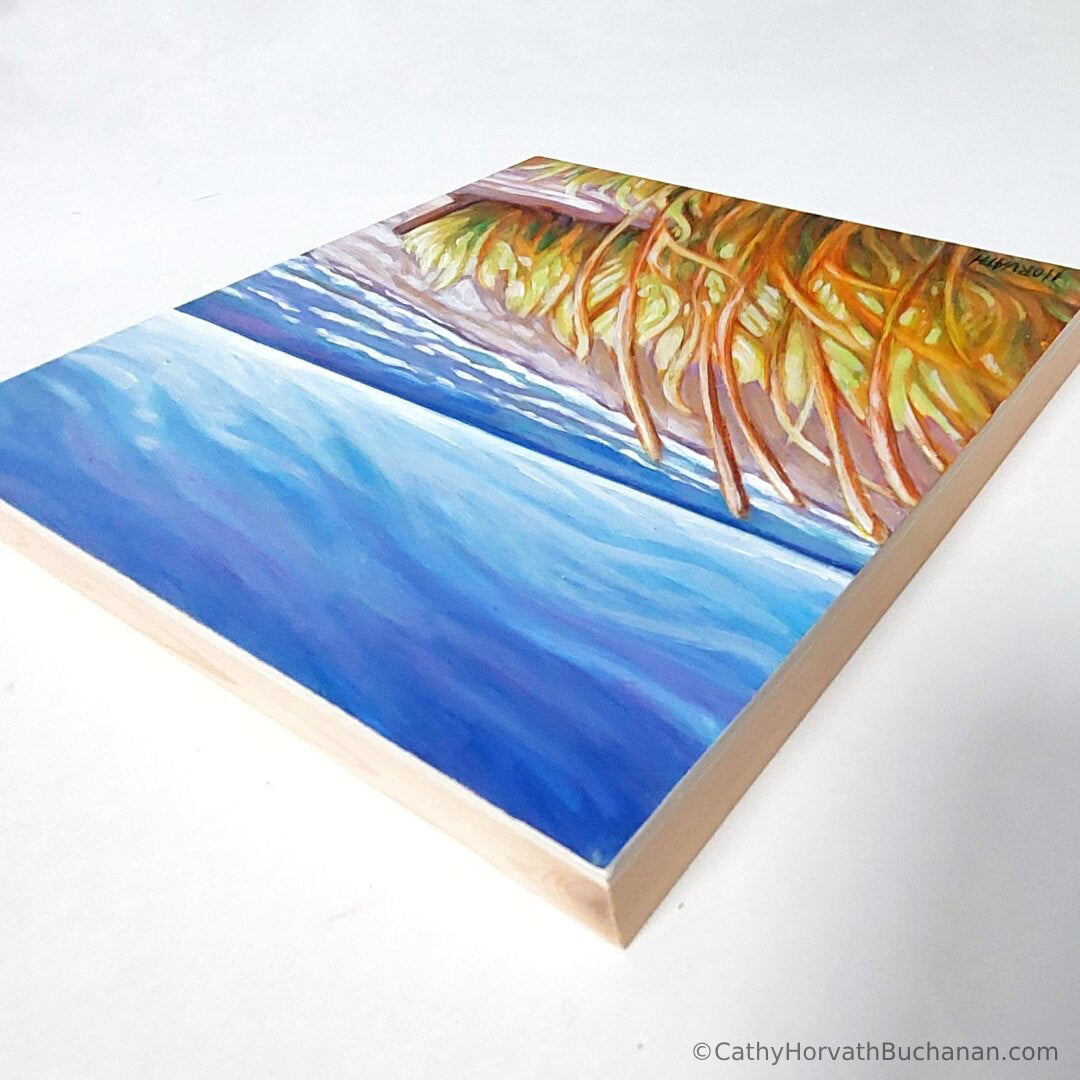 Beach Grass Breeze, Original Painting 8x8