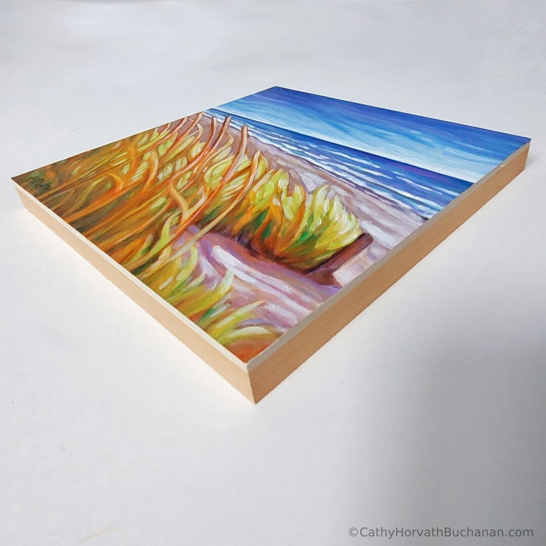 Beach Grass Breeze, Original Painting 8x8