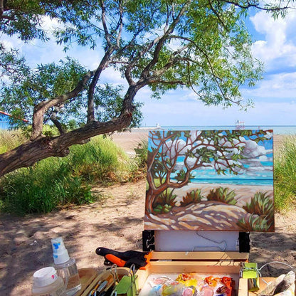 Main Beach Tree, Plein Air Original Painting 8x10