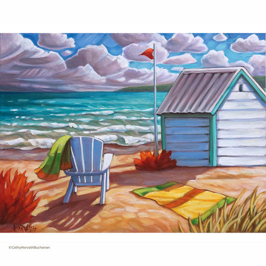 Beach Chair Hut, Original Painting 12x16