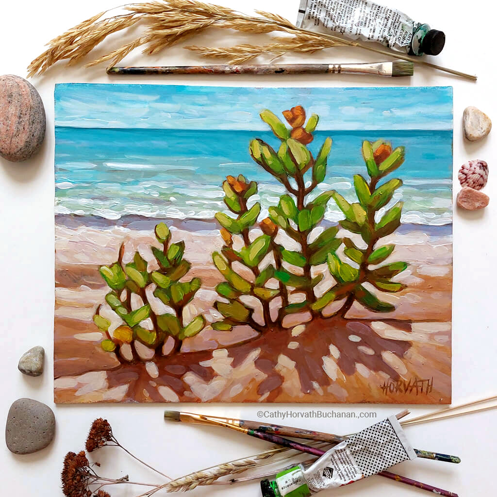 Beach Milkweed - Original Painting by artist cathy horvath buchanan