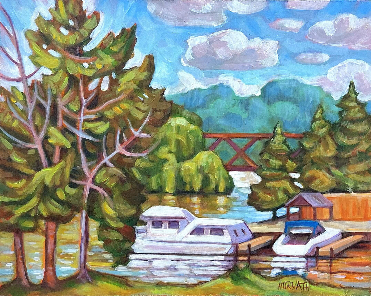 Deck View Marina, Plein Air Original Painting 8x10