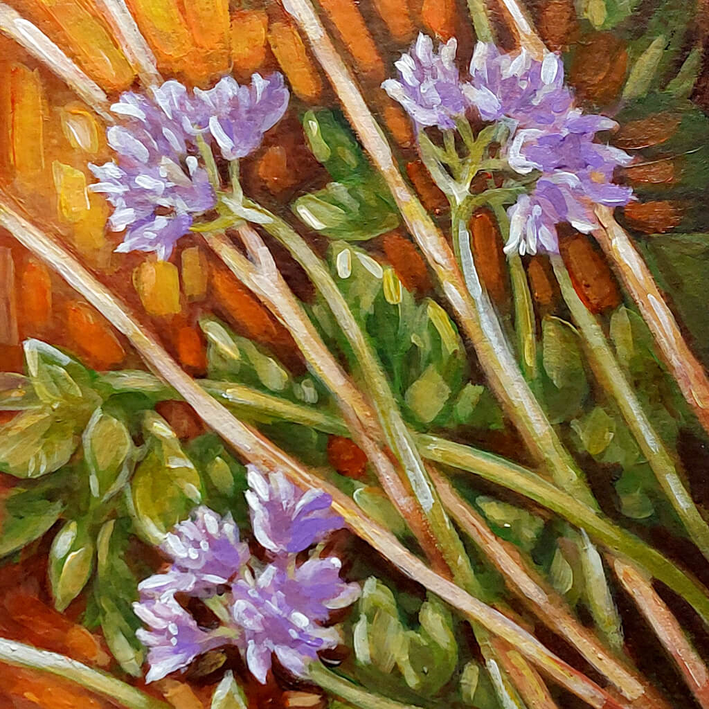 Chive Flowers Original Painting on Paper detail by artist Cathy Horvath Buchanan