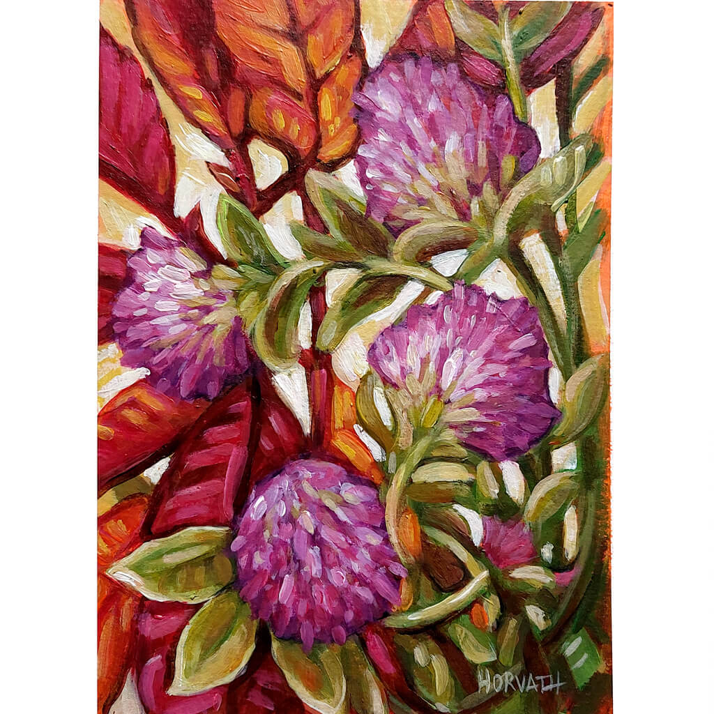 DAY 26 - Red Clover Original Painting - Autumn Art Journal