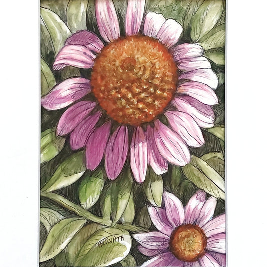 DAY 29 - Coneflowers - Original Daily Draw to Paint