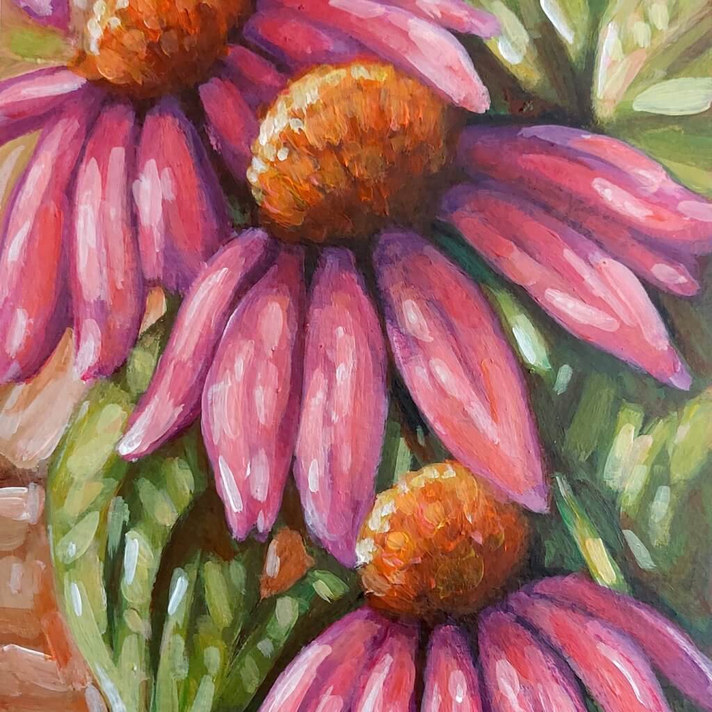 Coneflowers- Original Painting on Paper detail by artist Cathy Horvath Buchanan