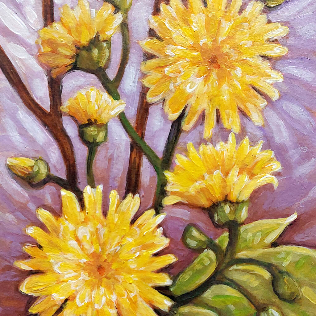 Dandelions Original Painting on Paper detail by artist Cathy Horvath Buchanan