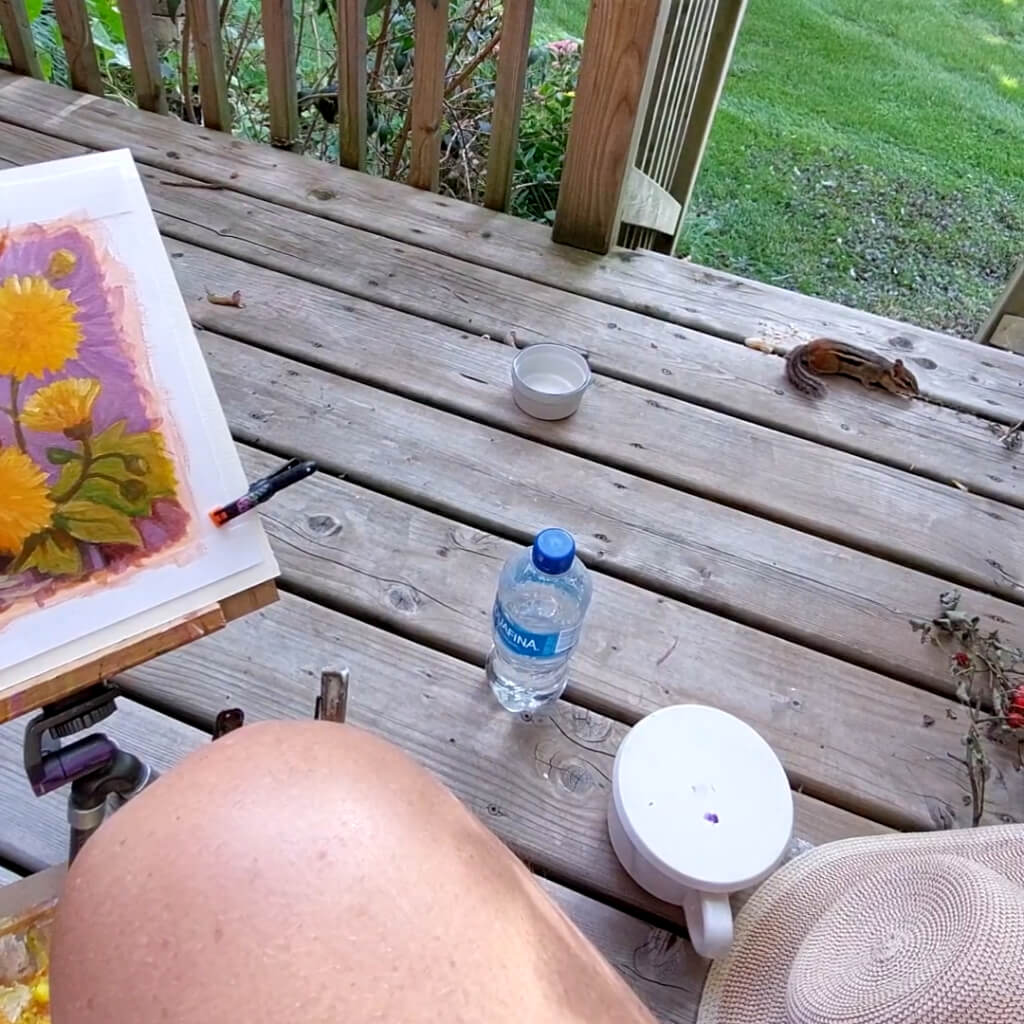 DAY 15 - Mini Sunflower Original Painting - Autumn Art Journal