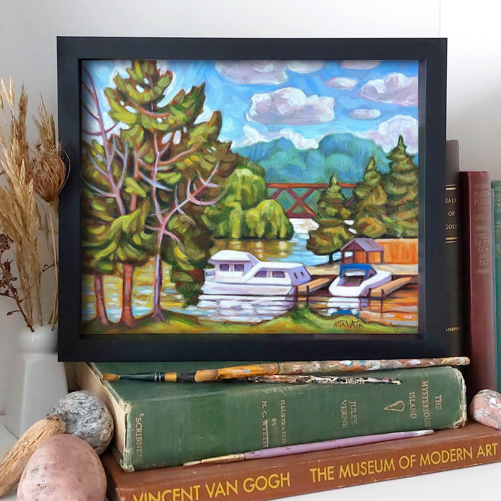 Deck View Marina, Plein Air Original Painting 8x10