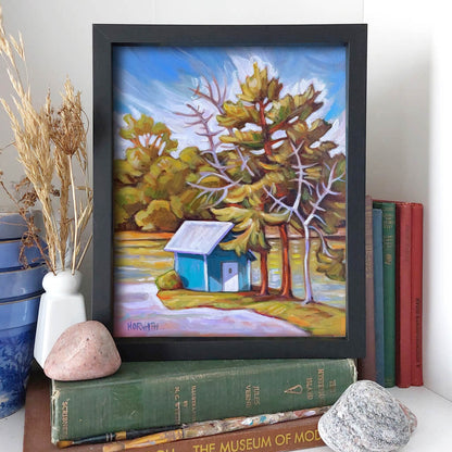 Creek Tree Hut, Plein Air Original Painting 8x10