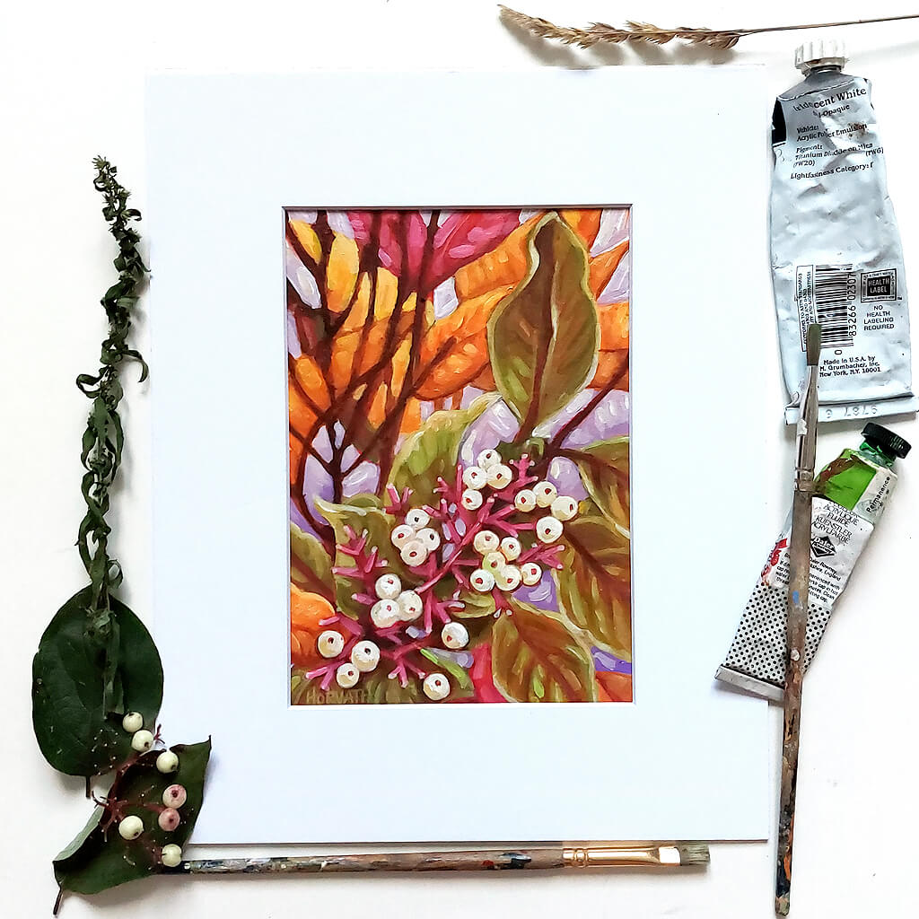 Dogwood, Original Painting on Paper flatlay by artist Cathy Horvath Buchanan
