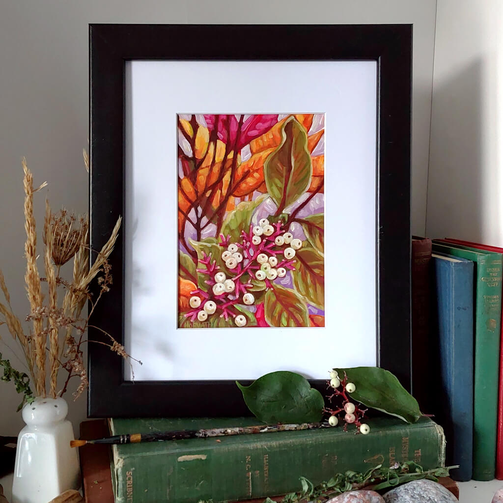 Dogwood, Original Painting on Paper framed by artist Cathy Horvath Buchanan