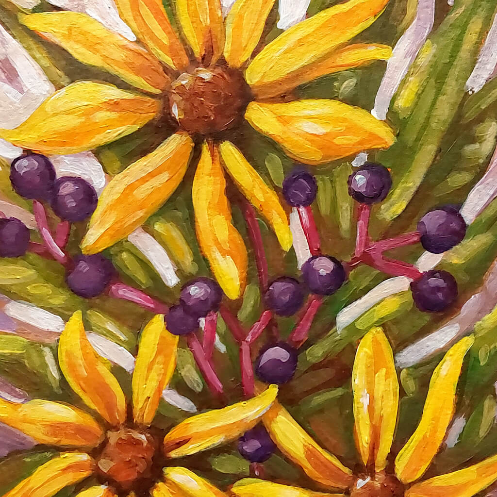 Fall Flowers, Original Painting on Paper detail by artist Cathy Horvath Buchanan