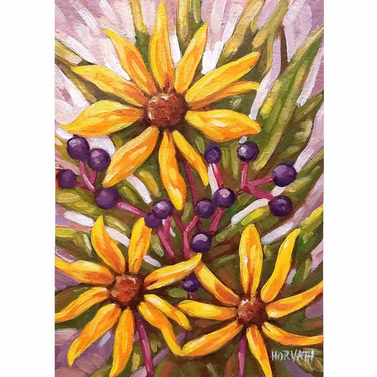 Fall Flowers, Original Painting on Paper by artist Cathy Horvath Buchanan