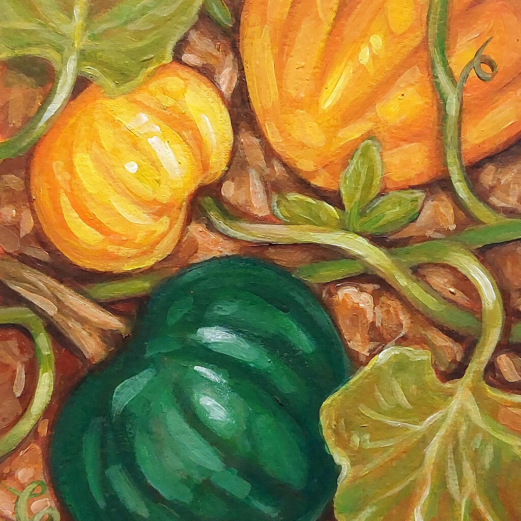 Fall Squash, Original Painting on Paper detail by artist Cathy Horvath Buchanan 