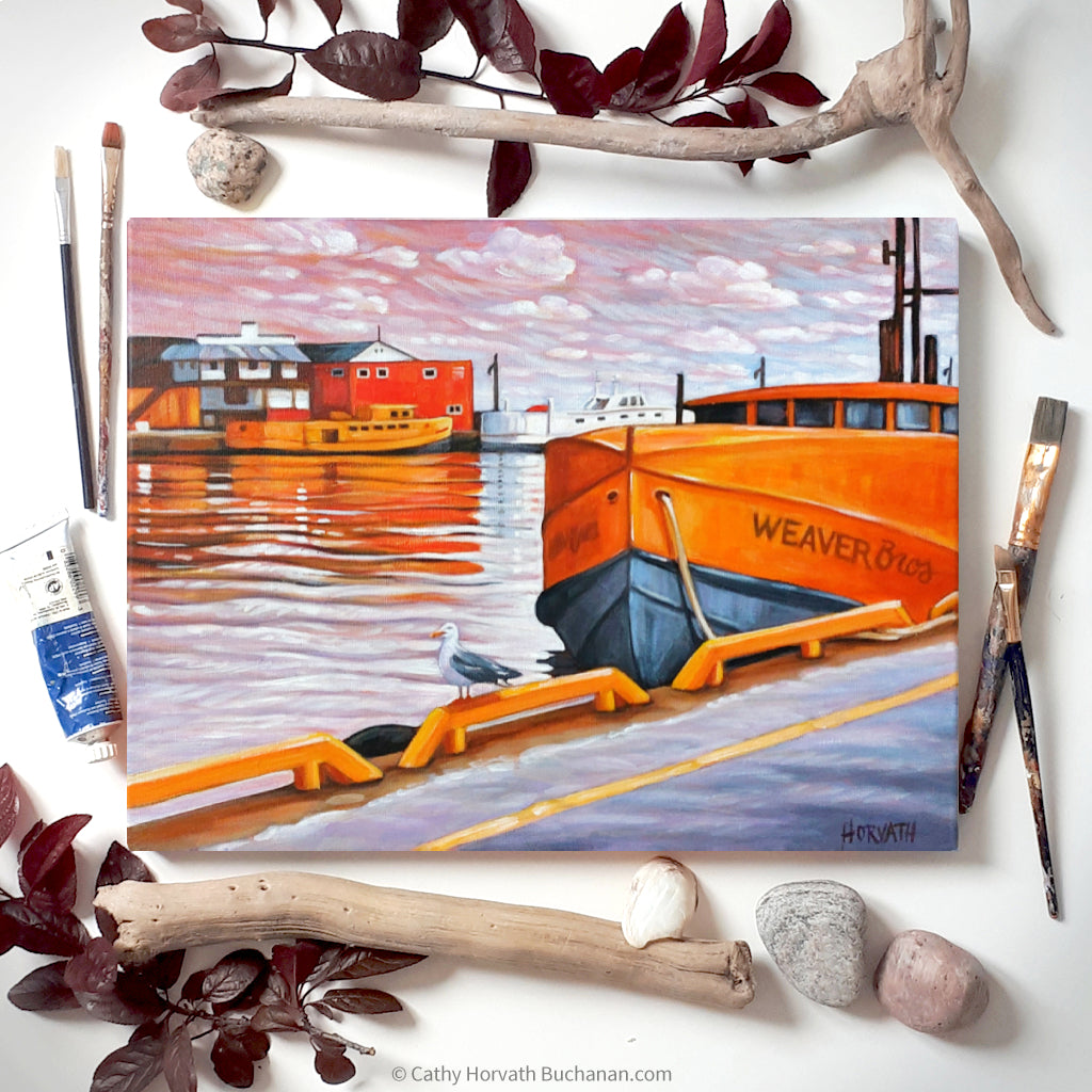 Fishing Tugs of Port Stanley - Original Painting by artist Cathy Horvath Buchanan