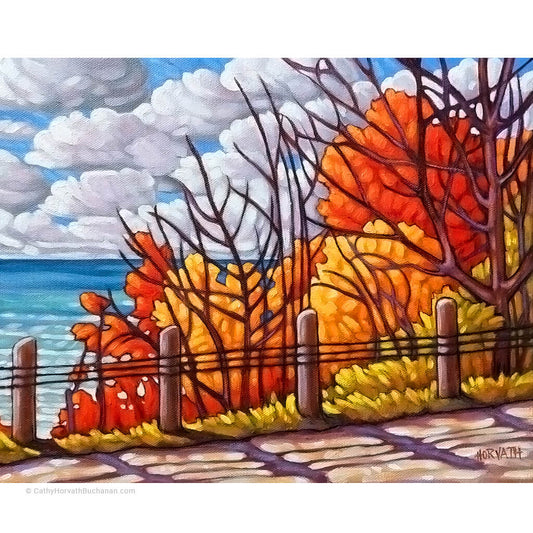 Front Street Fall, Fall in Port Original Painting 11x14