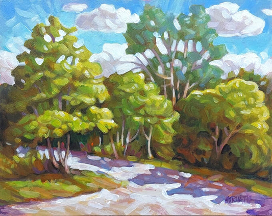 Green Trees Lane, Plein Air Original Painting 8x10