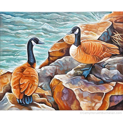 Harbour Geese, Original Painting 16x20