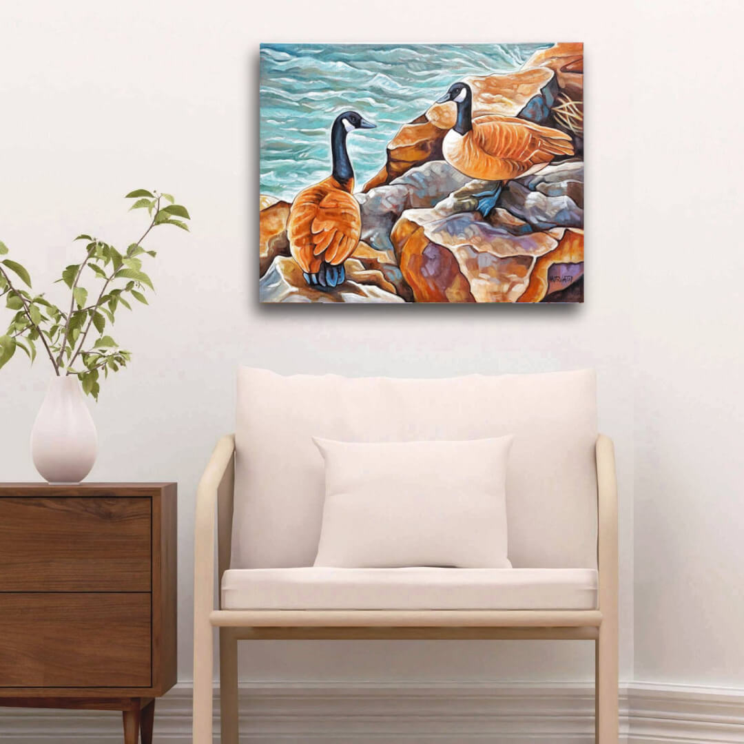 Harbour Geese, Original Painting 16x20