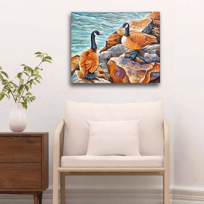 Harbour Geese, Original Painting 16x20
