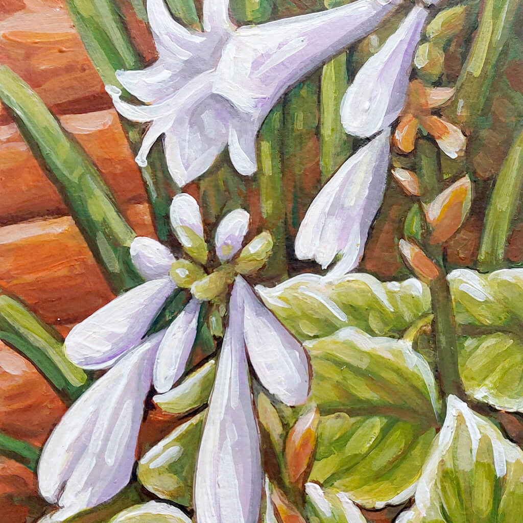 Hosta Blooms- Original Painting on Paper detail closeup by artist Cathy Horvath Buchanan