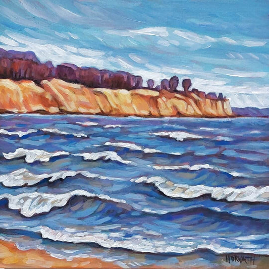 Lake Waves, Original Painting 8x8