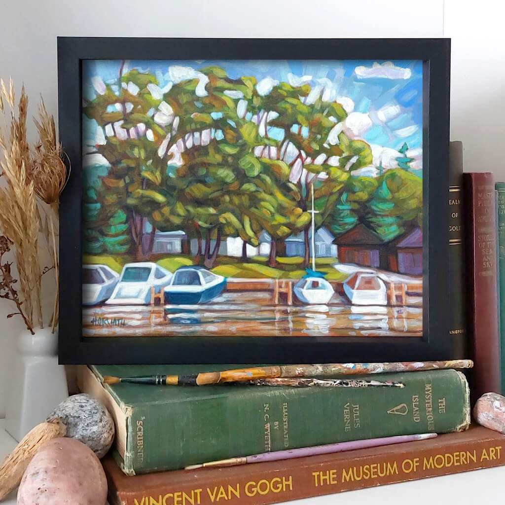 Marina Boats, Plein Air Original Painting 8x10