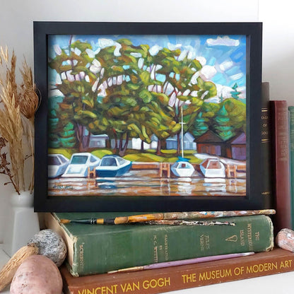 Marina Boats, Plein Air Original Painting 8x10