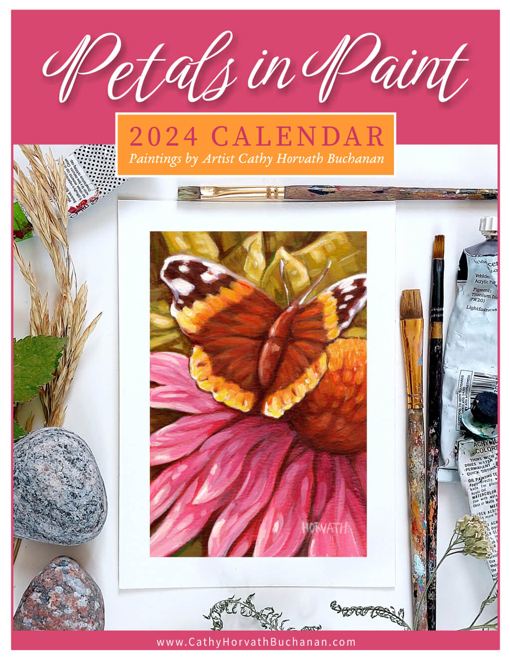 2024 Petals in Paint Calendar - Flower Wall Art by cover artist Cathy Horvath Buchanan