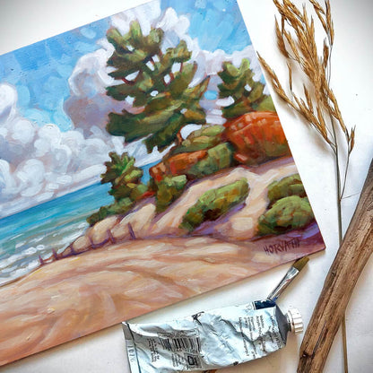 Main Beach End, Plein Air Original Painting 8x10