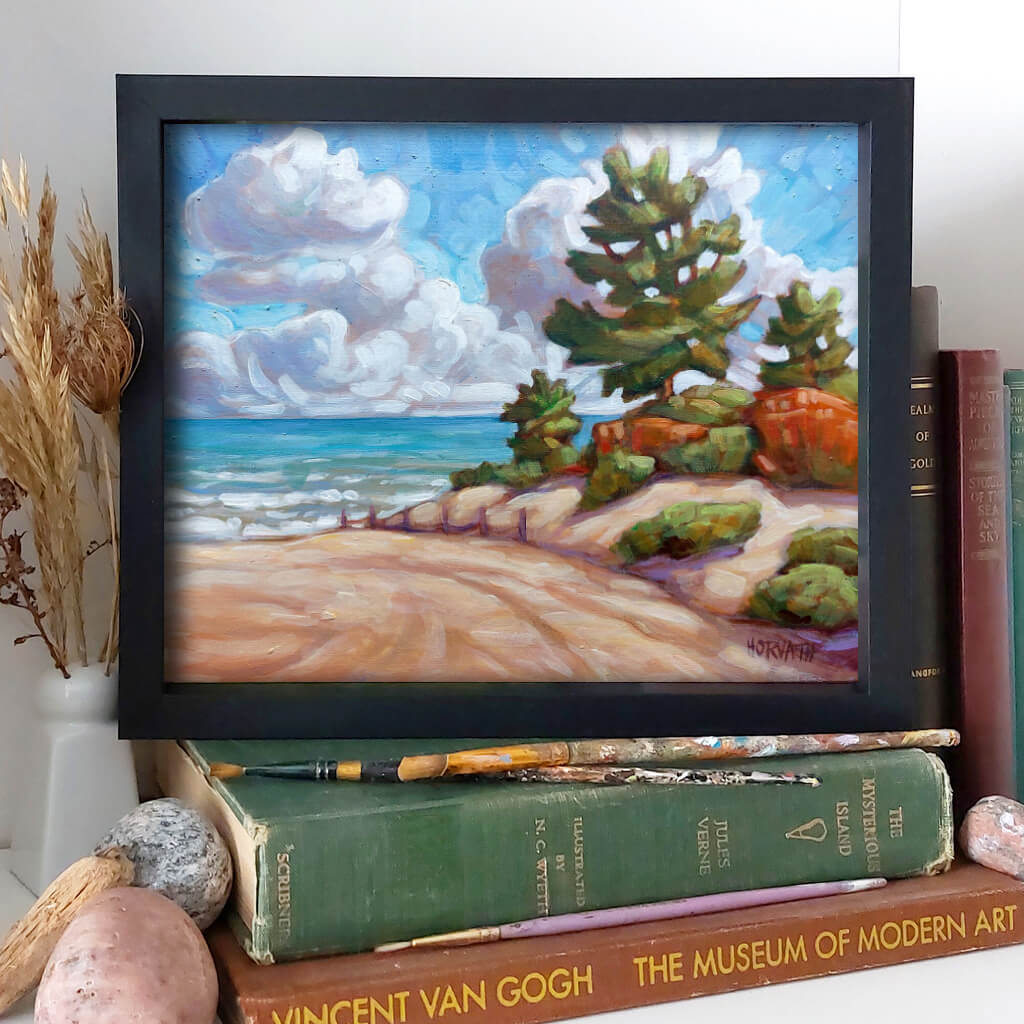 Main Beach End, Plein Air Original Painting 8x10