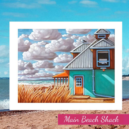 Port Stanley Main Beach Shack - Art Print on beach by artist Cathy Horvath Buchanan