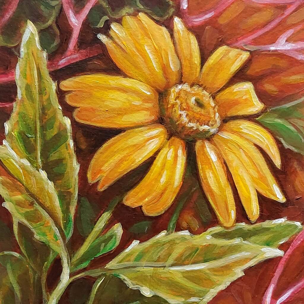 Mini Sunflower Original Painting on Paper detail by artist Cathy Horvath Buchanan