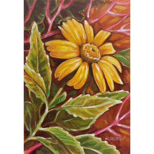 Mini Sunflower Original Painting on Paper by artist Cathy Horvath Buchanan