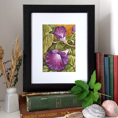 Morning Glories Original Painting on Paper framed by artist Cathy Horvath Buchanan