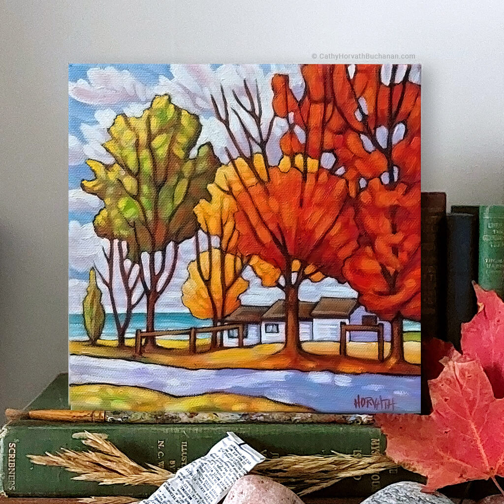 Old Lakeside Cottage - Original Painting  book setting by artist Cathy Horvath Buchanan
