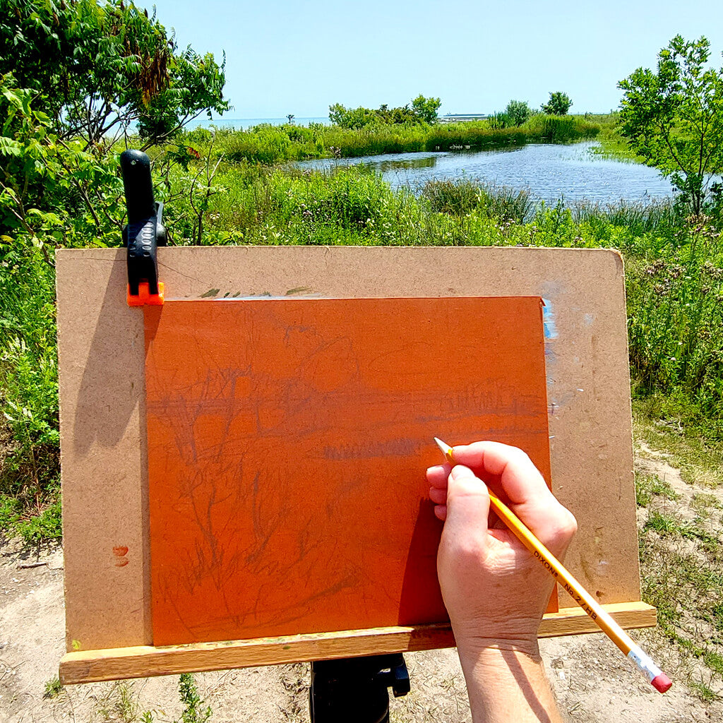 Berm Path Pond, Plein Air Original Painting 8x10