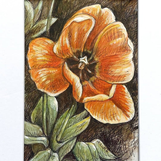 DAY 13 - Orange Tulip- Original Daily Draw to Paint