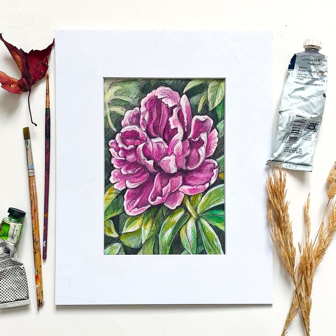 DAY 10 - Peony - Original Daily Draw to Paint