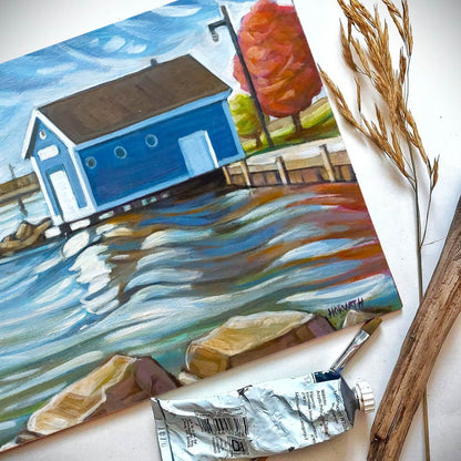Harbour Rescue Pier, Plein Air Original Painting 8x10