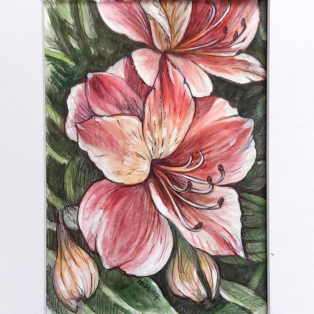 DAY 17 - Pink Lilies - Original Daily Draw to Paint