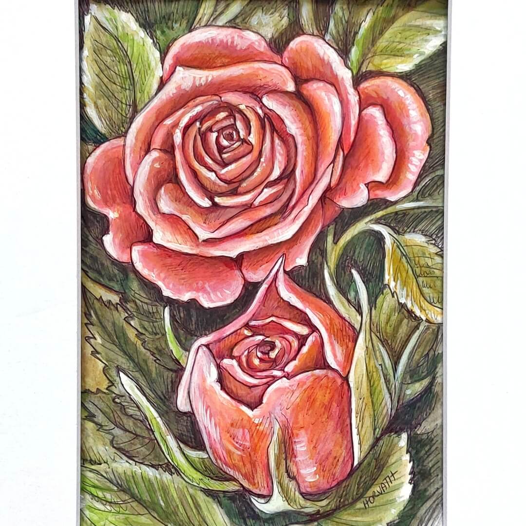 DAY 25 - Pink Roses - Original Daily Draw to Paint