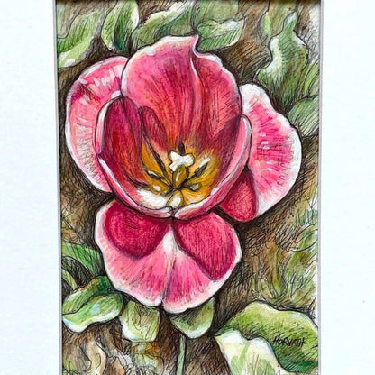 DAY 1 - Pink Tulip - Original Daily Draw to Paint