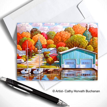Port Stanley Hetty Boathouse Scene Art Card, 5x7 Greeting Card