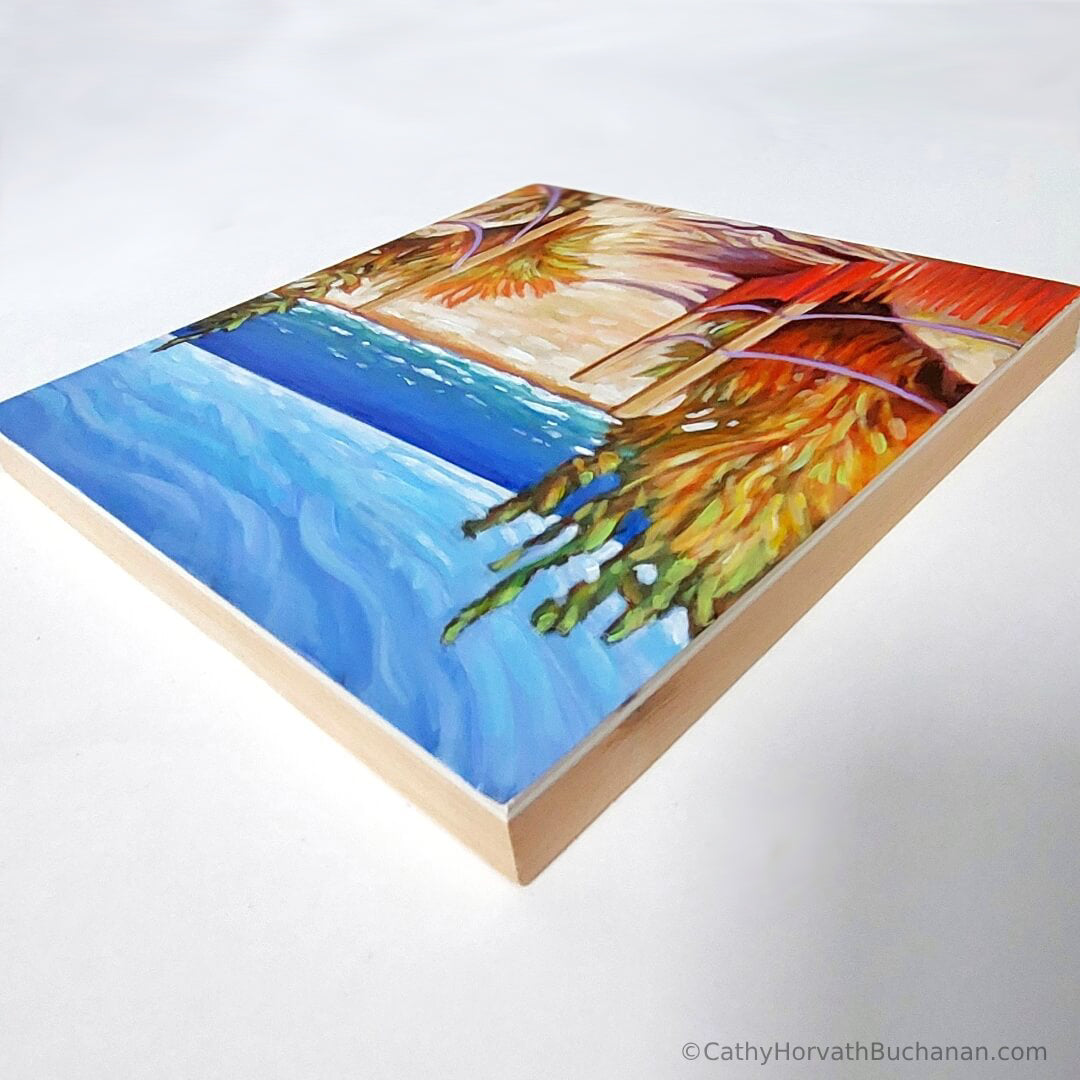 Beach Path, Original Painting 8x8